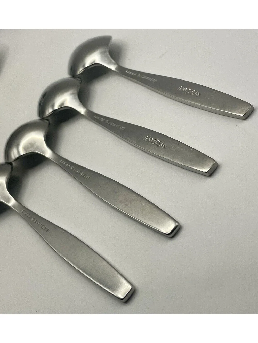 4- ONEIDA HEIRLOOM Cube Mark WILL O' WISP Stainless Teaspoon Lot ~6 1/8